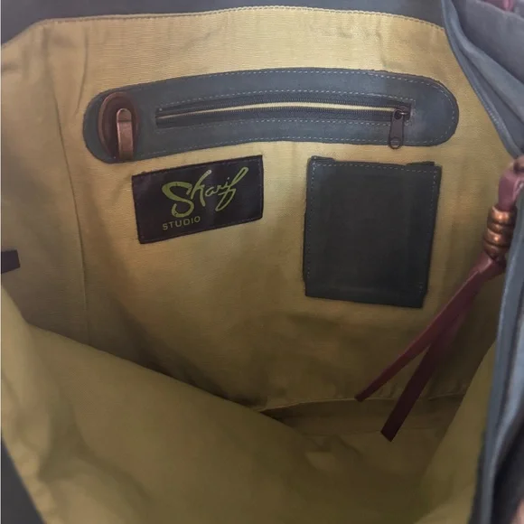 SHARIF Bundle of 3 Shoulder Bags Leather Suede and Mixed Green Brown Tan